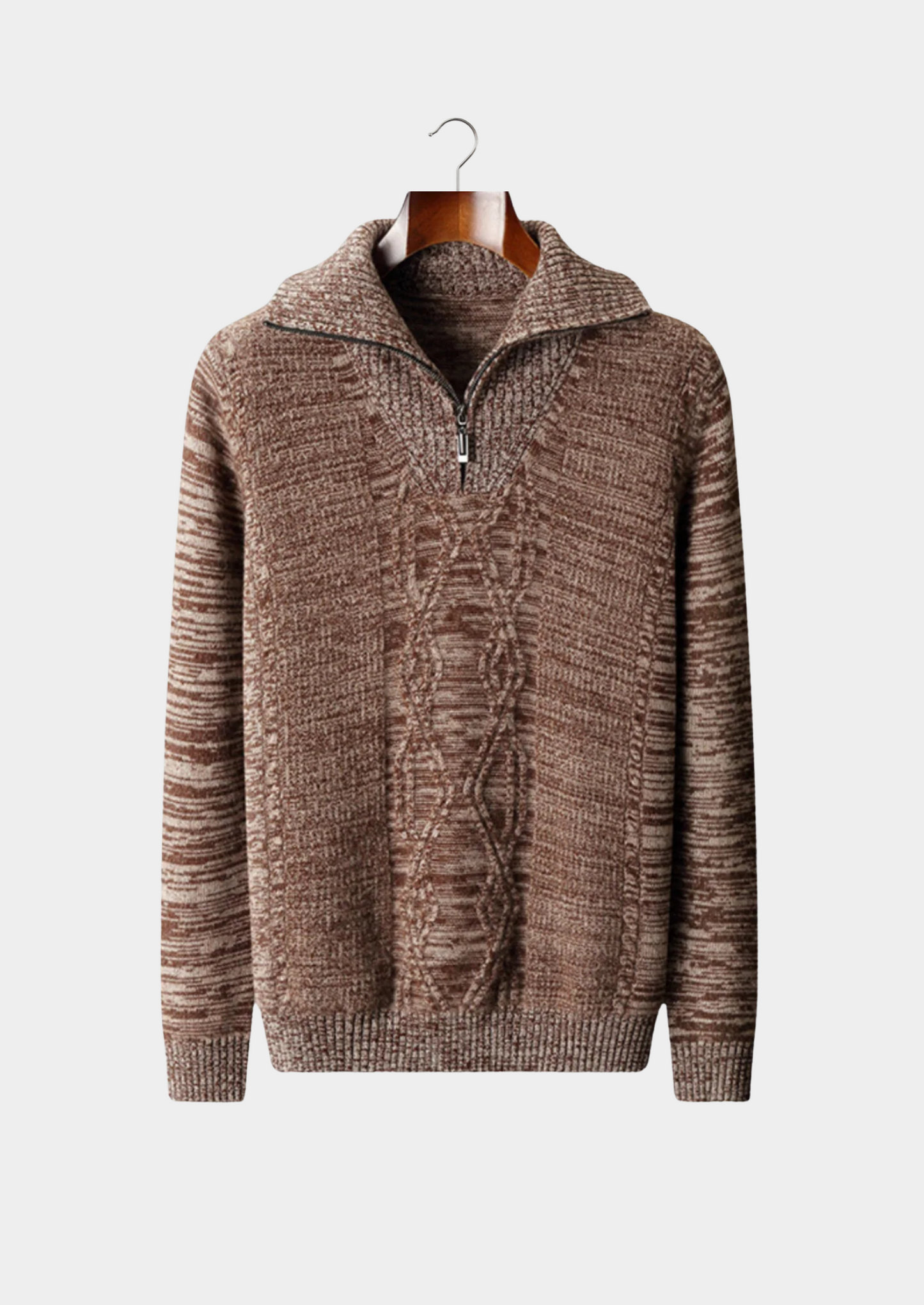 PURE EXTRA-FINE MERINO WOOL HALF ZIP SWEATER