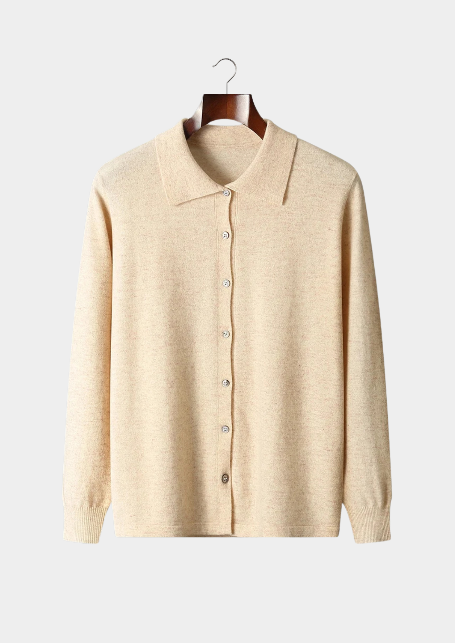 PURE EXTRA-FINE MERINO WOOL POLO CARDIGAN