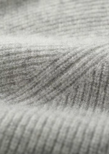 PURE EXTRA-FINE MERINO WOOL RIBBED ZIP HOODIE