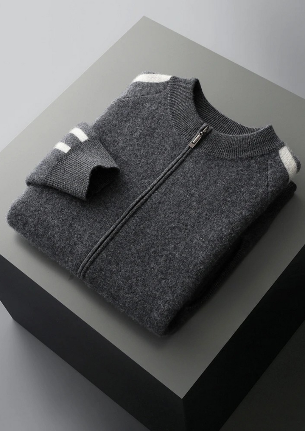 PURE EXTRA-FINE MERINO WOOL STRIPED CARDIGAN