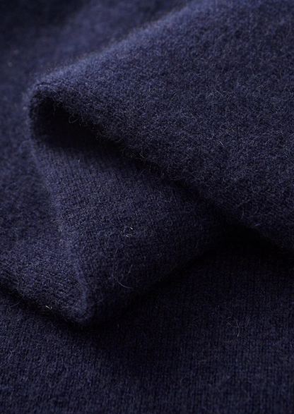 PURE EXTRA-FINE MERINO WOOL TWO-TONE POLO CARDIGAN