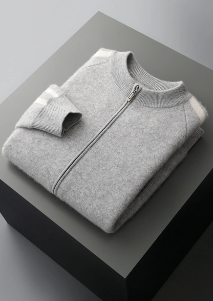 PURE EXTRA-FINE MERINO WOOL STRIPED CARDIGAN