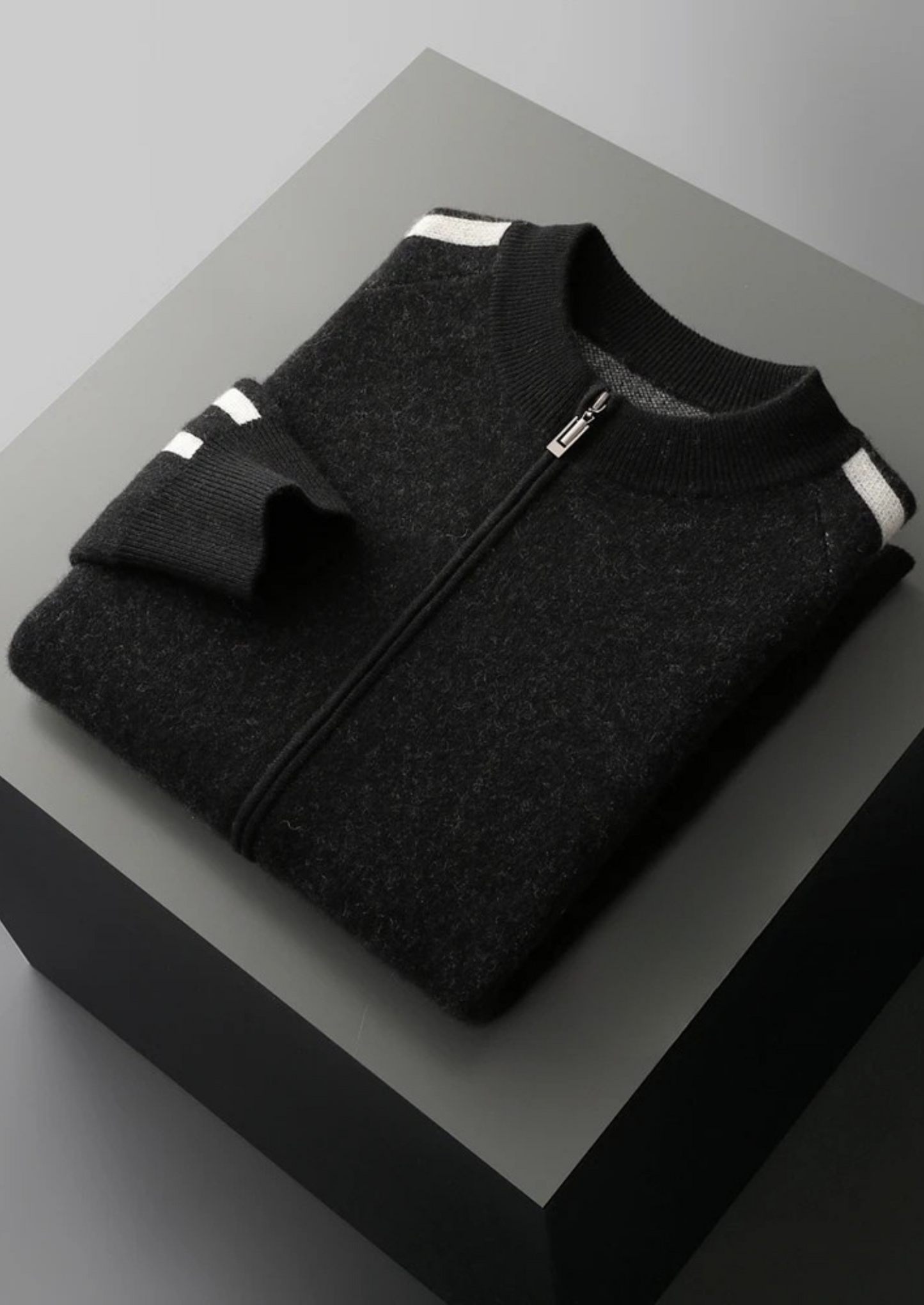 PURE EXTRA-FINE MERINO WOOL STRIPED CARDIGAN