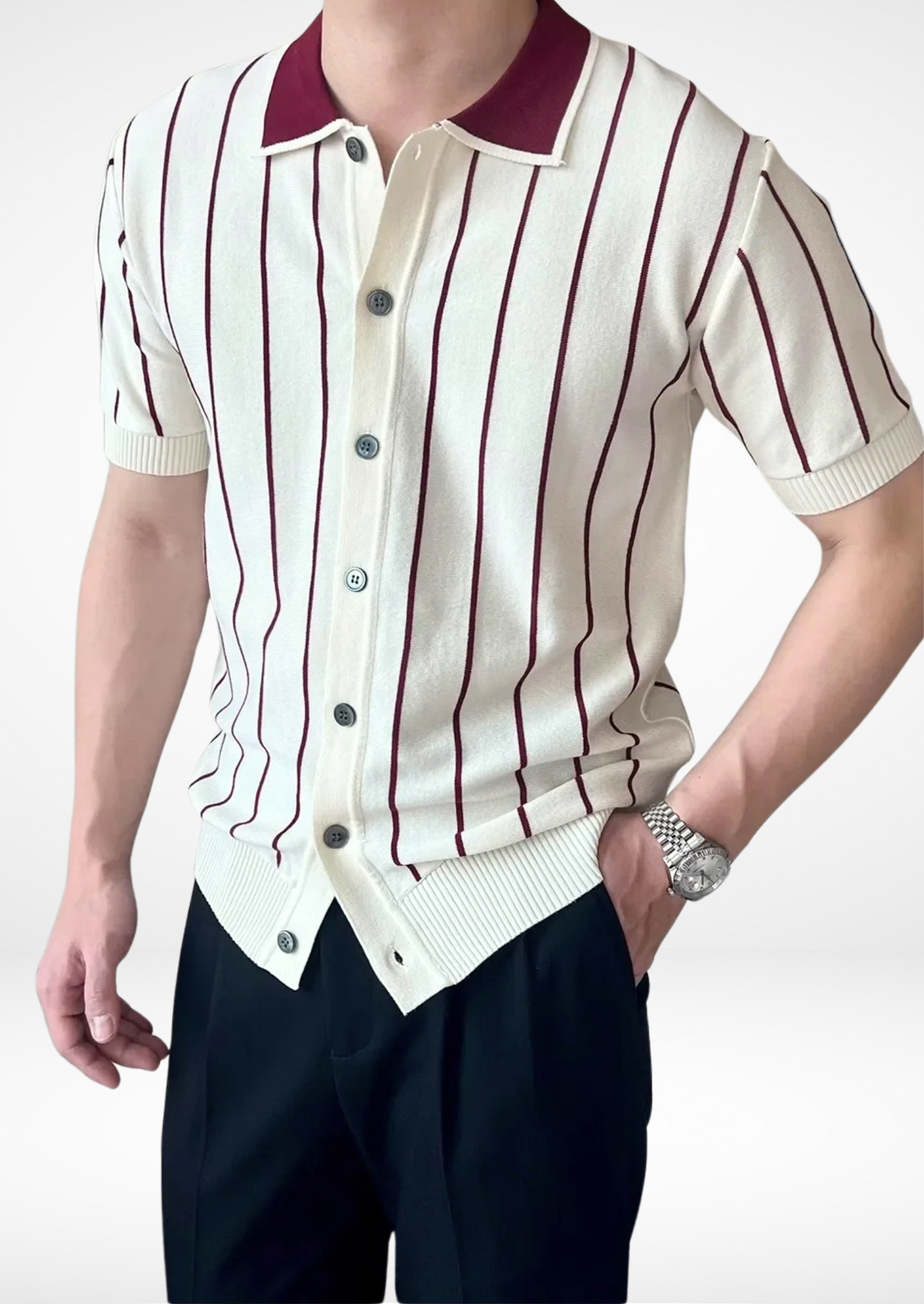 RIVIERA STRIPE BUTTON POLO
