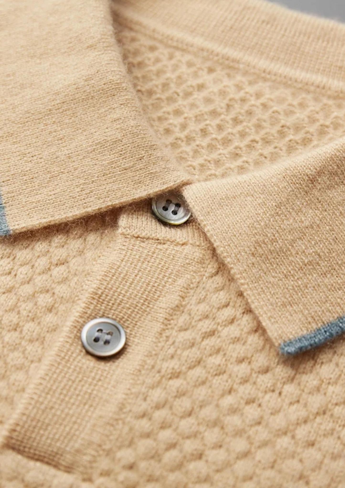 PREMIUM CASHMERE TWO-TONE POLO