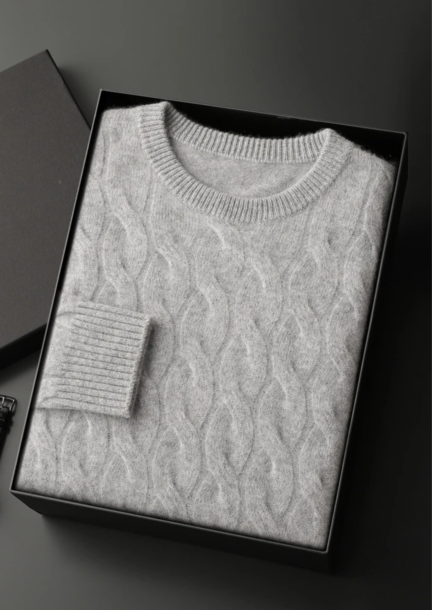 PREMIUM CASHMERE CABLE CREWNECK