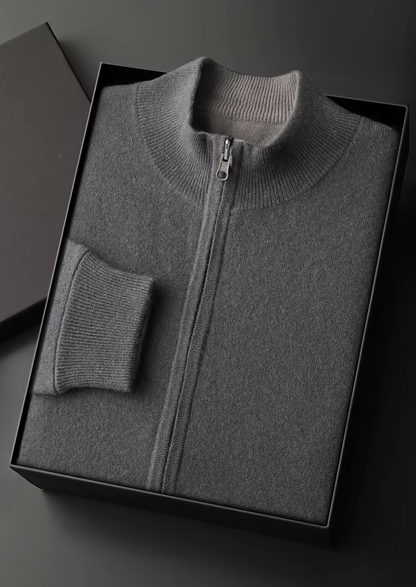 PURE EXTRA-FINE MERINO WOOL ZIP CARDIGAN