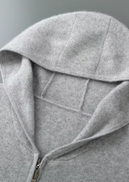 PURE EXTRA-FINE MERINO WOOL ZIPPER HOODIE