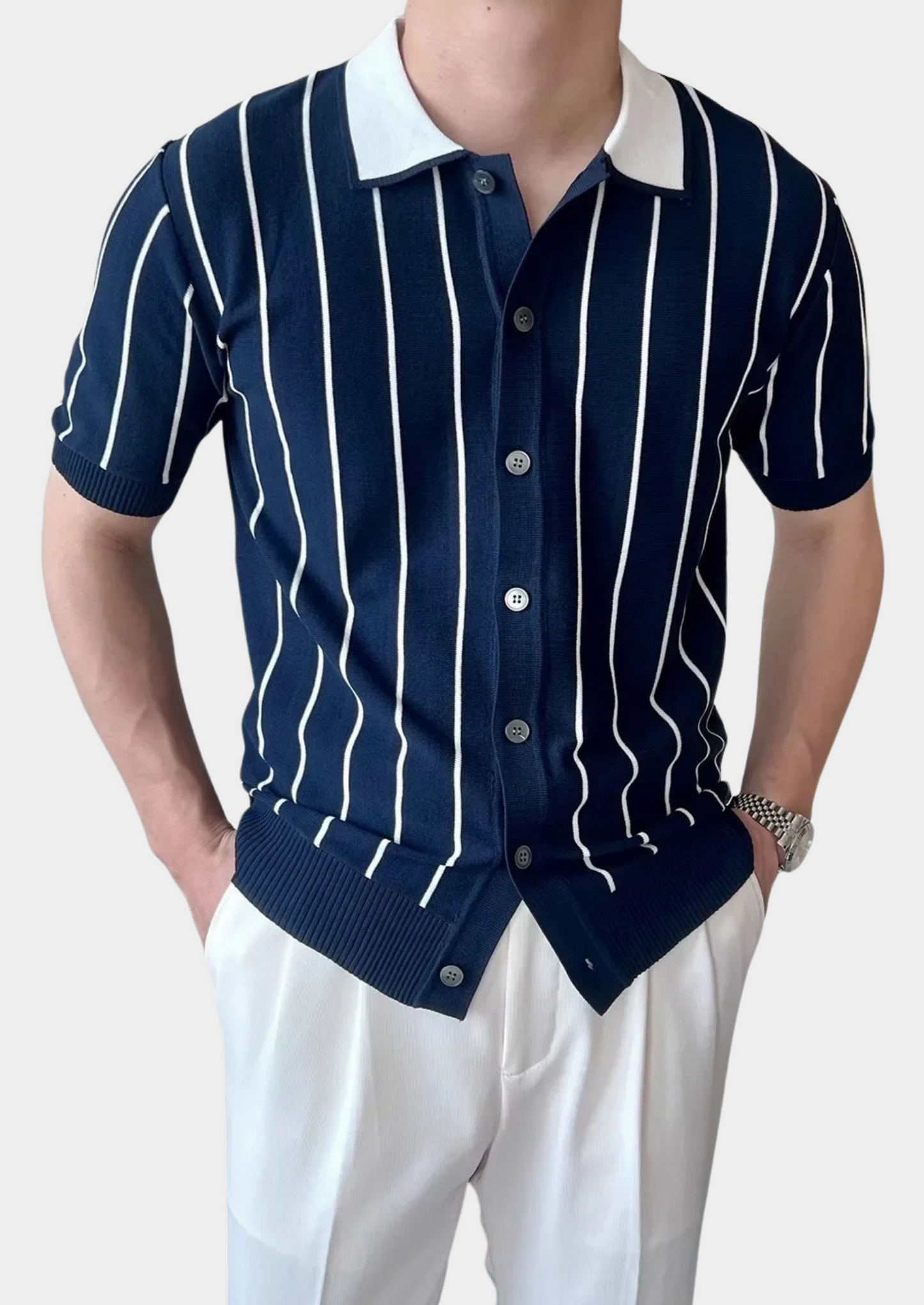 RIVIERA STRIPE BUTTON POLO