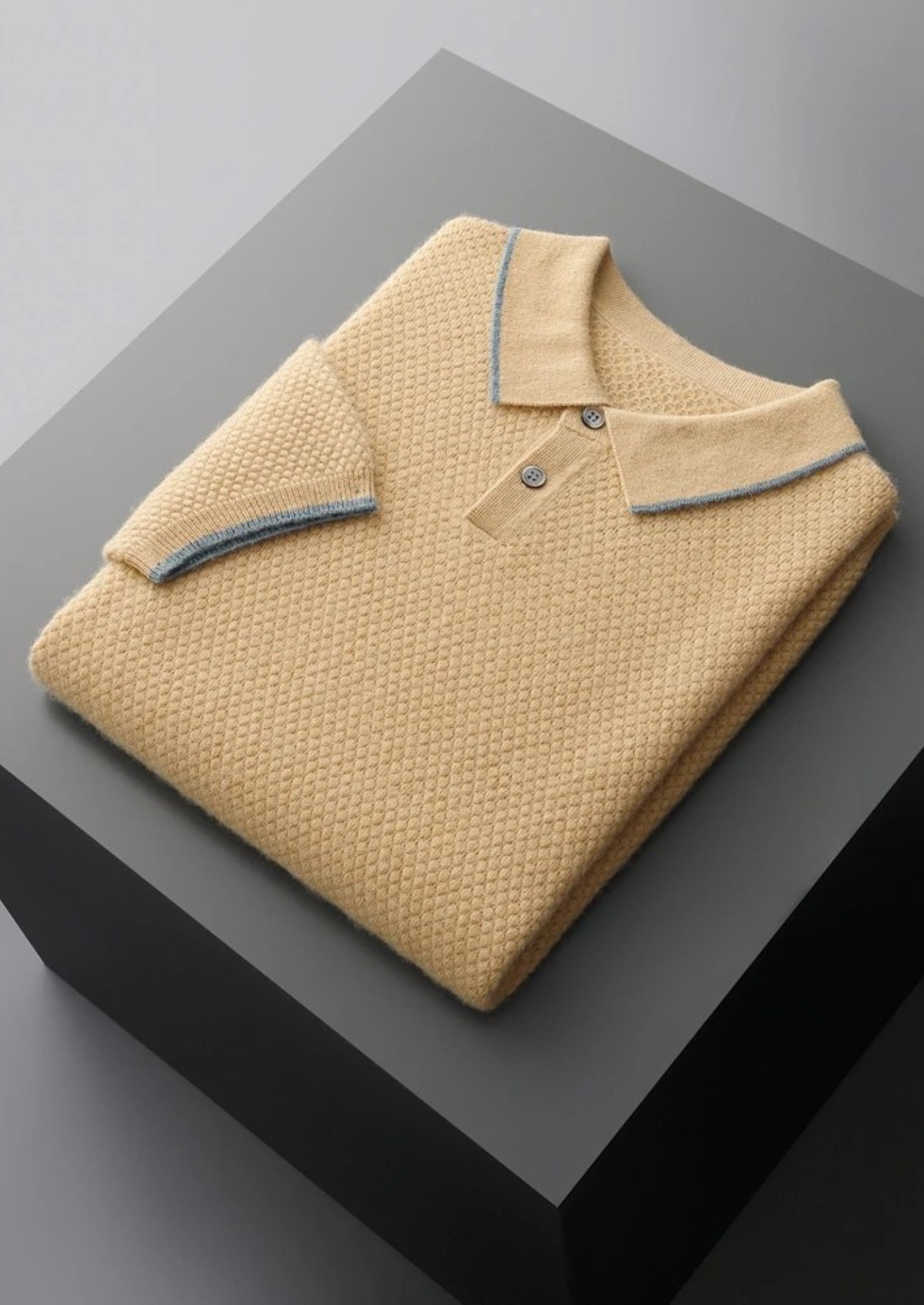 PREMIUM CASHMERE TWO-TONE POLO