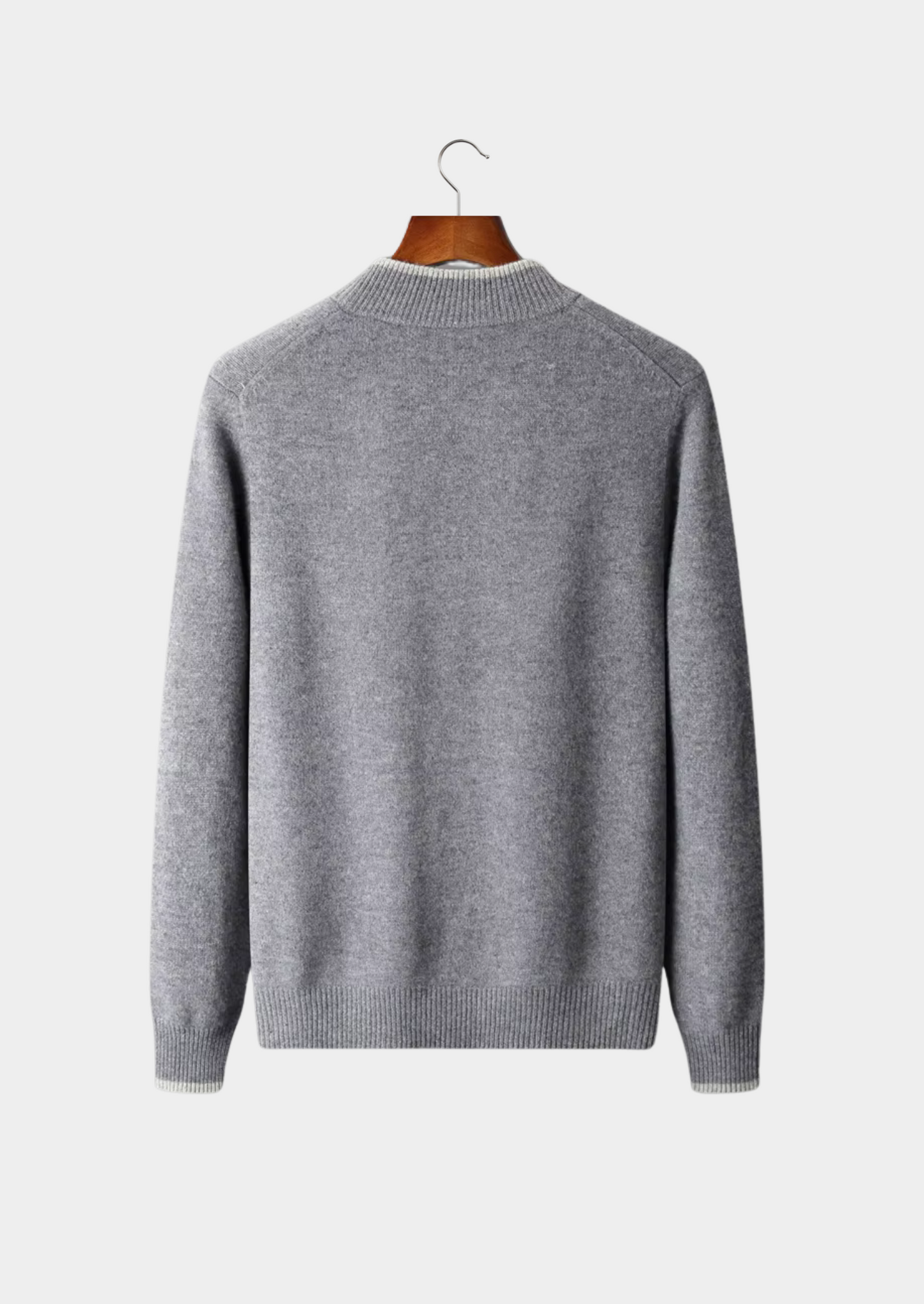 PURE EXTRA-FINE MERINO WOOL TWO-TONE ZIP CARDIGAN