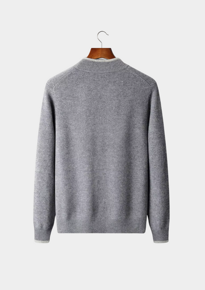 PURE EXTRA-FINE MERINO WOOL TWO-TONE ZIP CARDIGAN