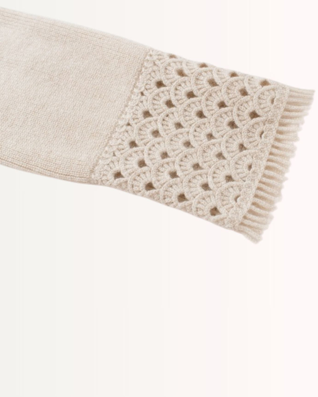 Dina Cashmere Crochet Polo Neck Thickened Cardigan