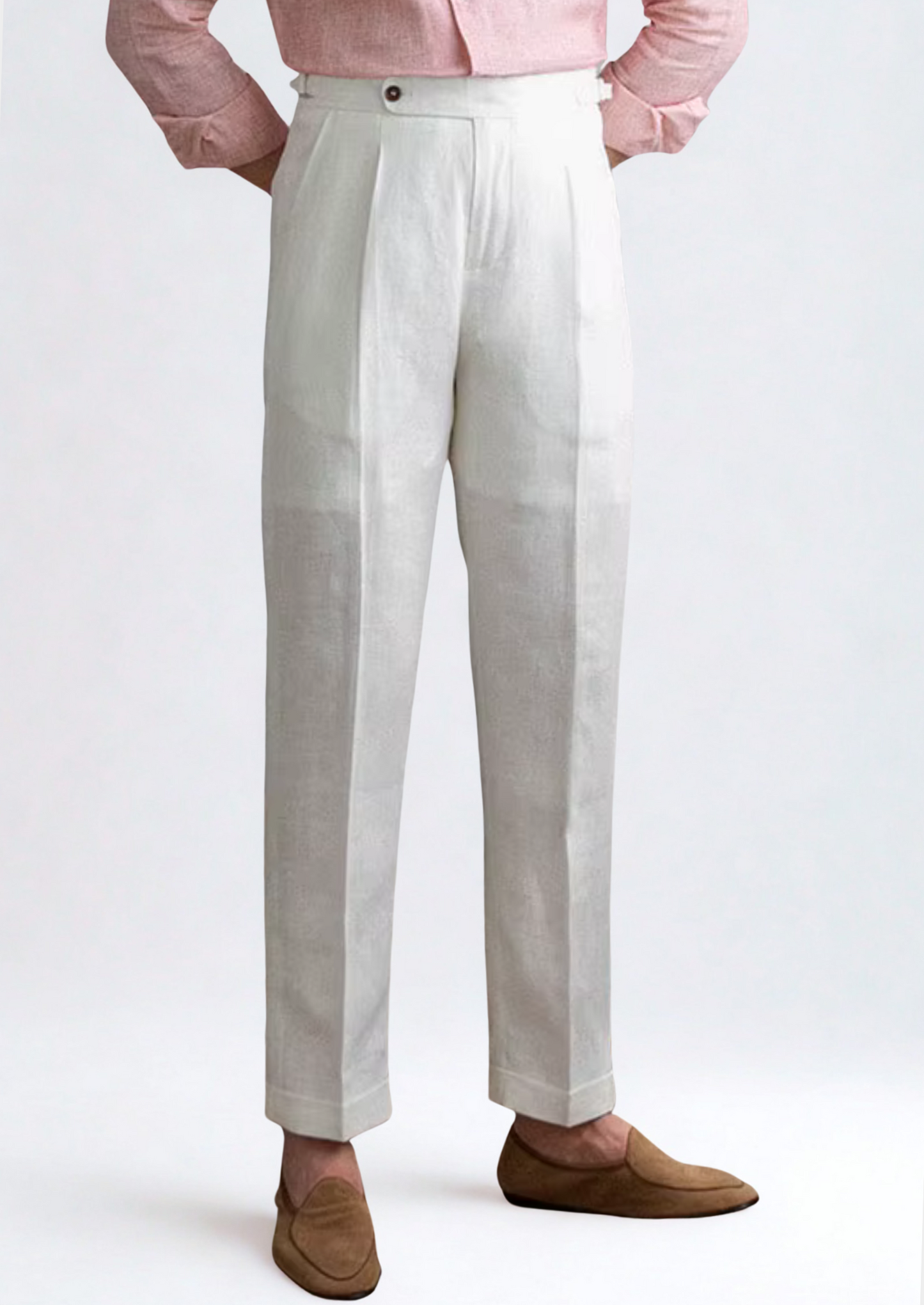 TUSCANY PLEATED COASTAL TROUSERS - White
