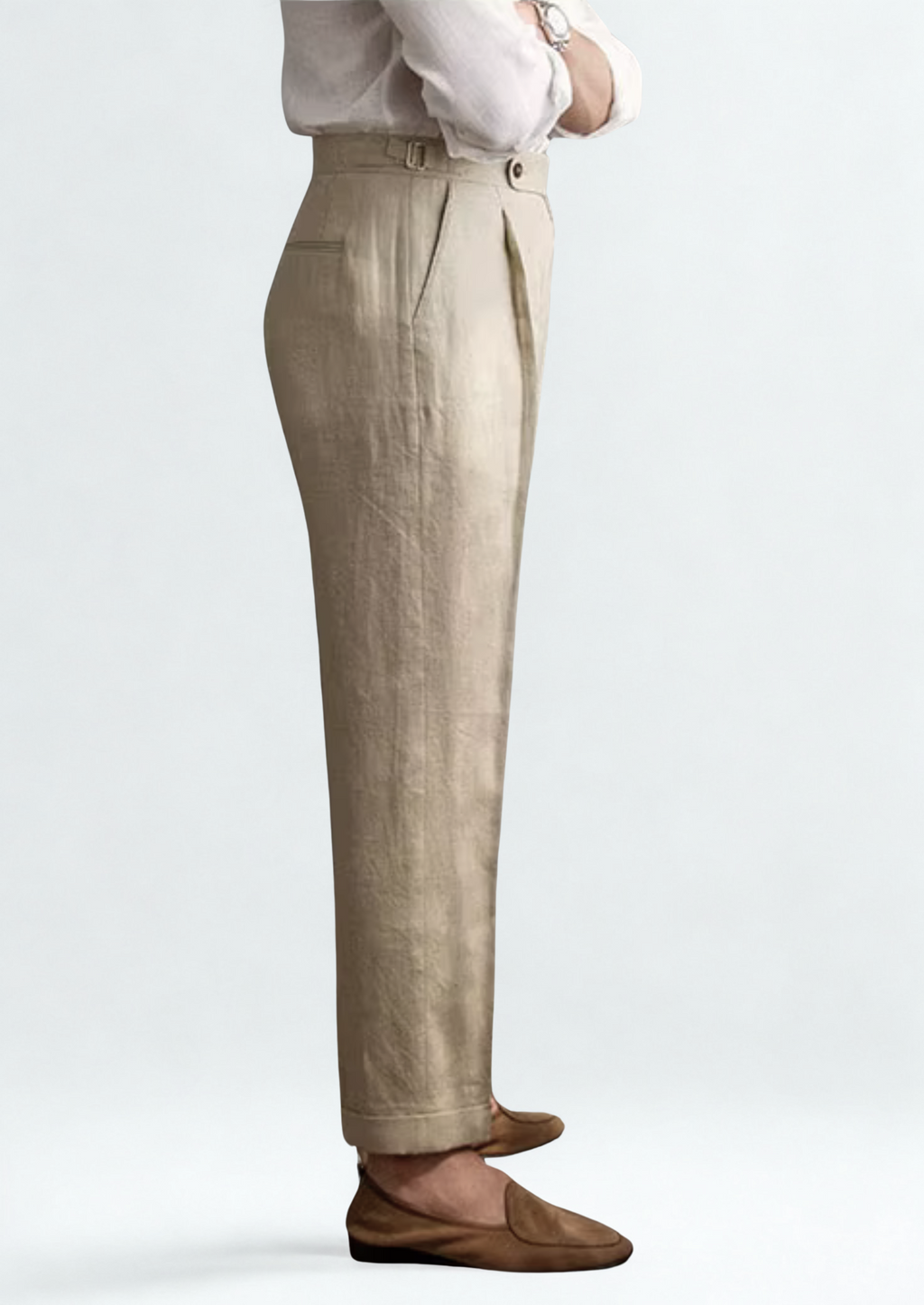 TUSCANY PLEATED COASTAL TROUSERS - Sand