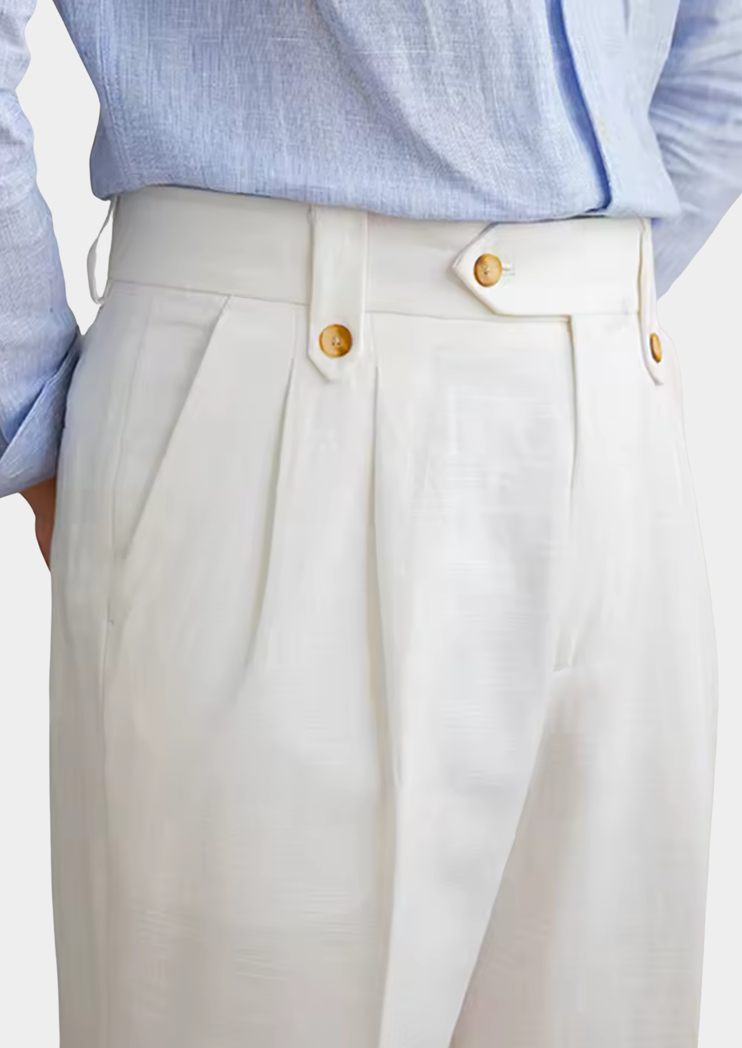 NAPOLI PLEATED COASTAL TROUSERS - White
