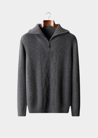 PURE EXTRA-FINE MERINO WOOL HALF ZIP SWEATER