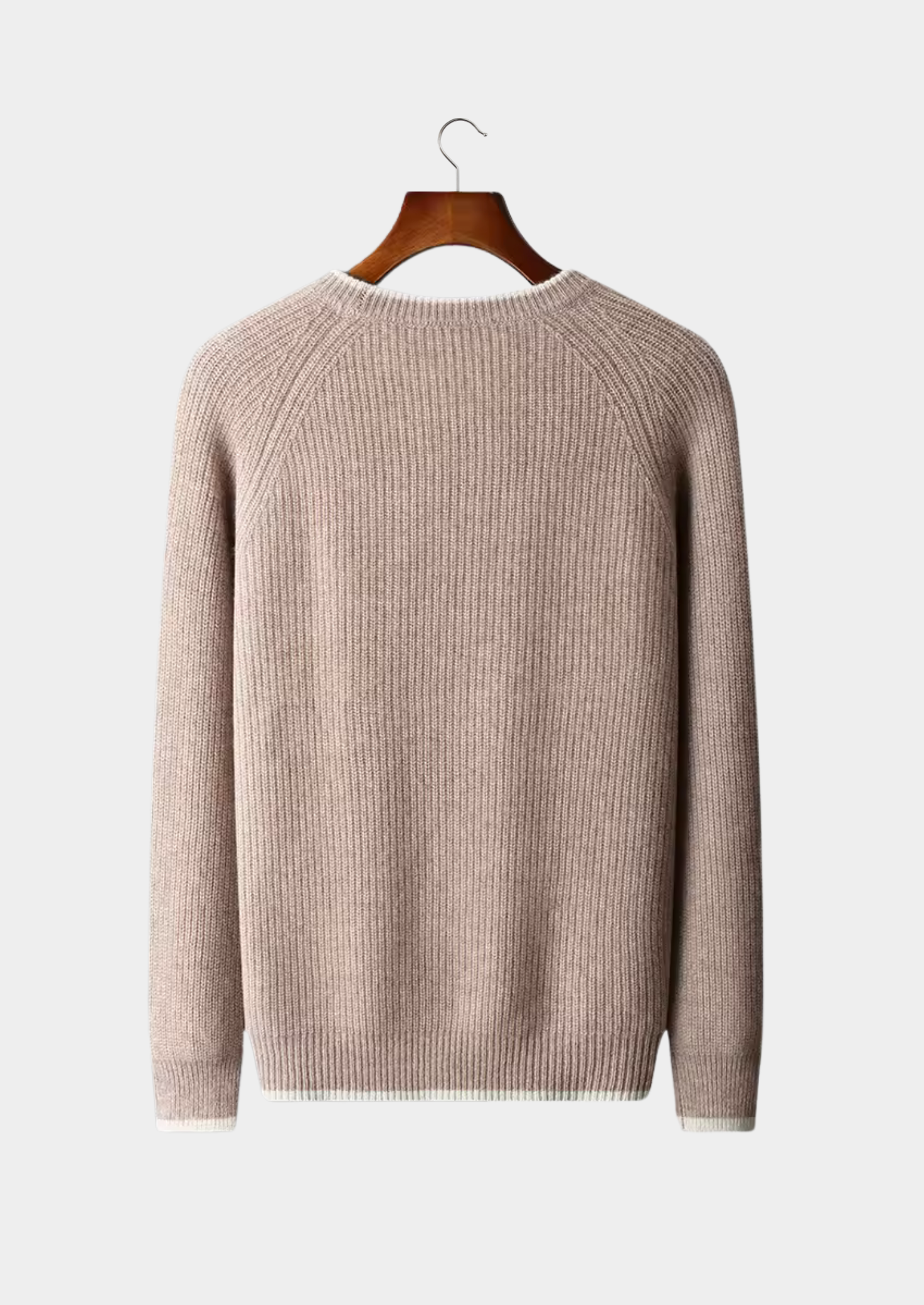 PURE EXTRA-FINE MERINO WOOL TWO TONE CREWNECK