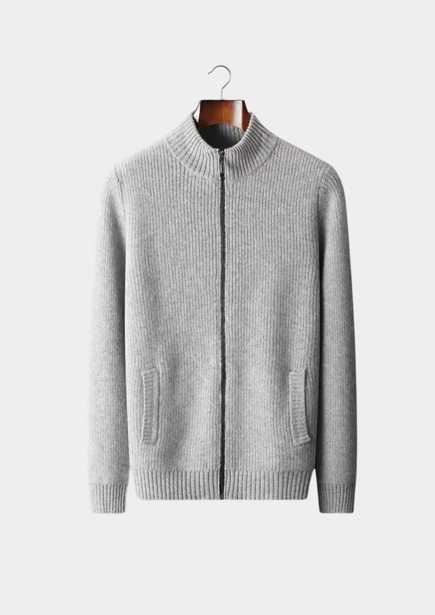 PURE EXTRA-FINE MERINO WOOL RIBBED CARDIGAN